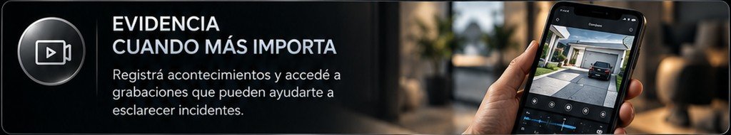 Evidencia cuando más importa. Registrá acontecimientos y accedé a grabaciones que pueden ayudarte a esclarecer incidentes.